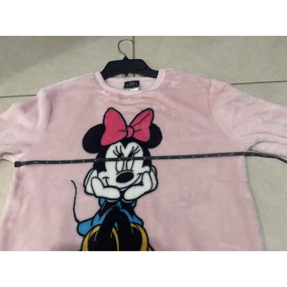 Disney Minnie Mouse Fuzzy Fleece Pink Pullover Sweater Sz XS Long Sleeve Soft - Picture 8 of 11